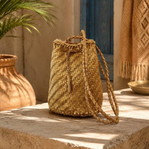 Borsa secchiello in pelle